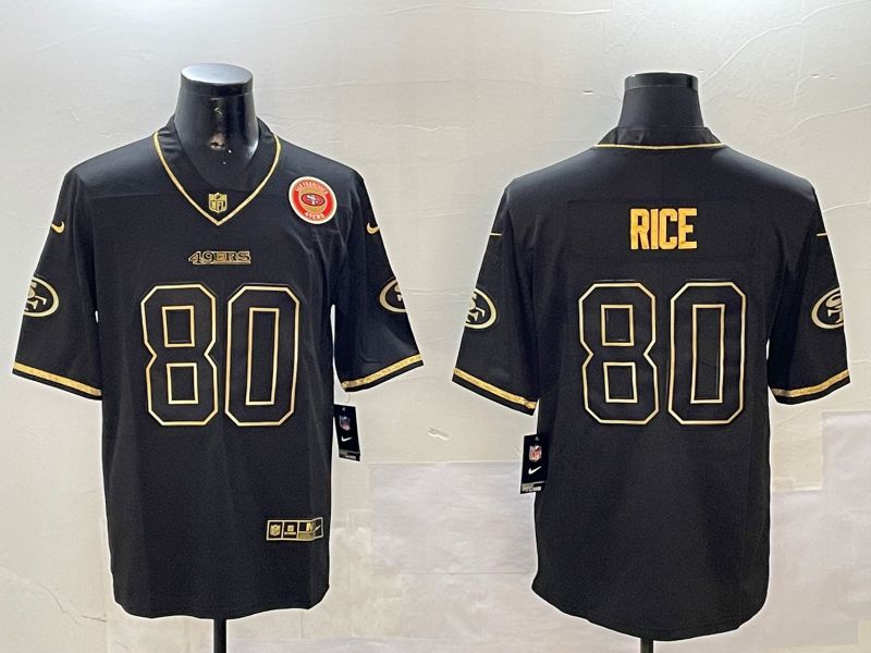 Men San Francisco 49ers #80 Rice Black Gold Throwback 2024 Nike Limited NFL Jersey style 6